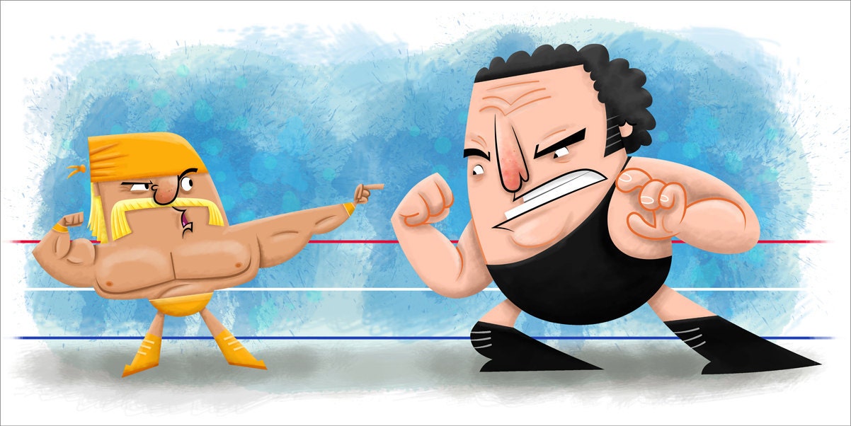 The Hulkster vs Andre The Giant, 8" x 16.5" Print