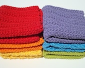 6 Cotton Washcloths - Red, Orange, Yellow, Green, Blue, Purple (Violet) Crochet Rainbow Washcloths, Wash Cloths - HoookedBathandBody