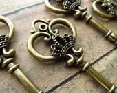 Winchester EXTRA LARGE Antique Brass/Bronze Skeleton Key - Set of 4