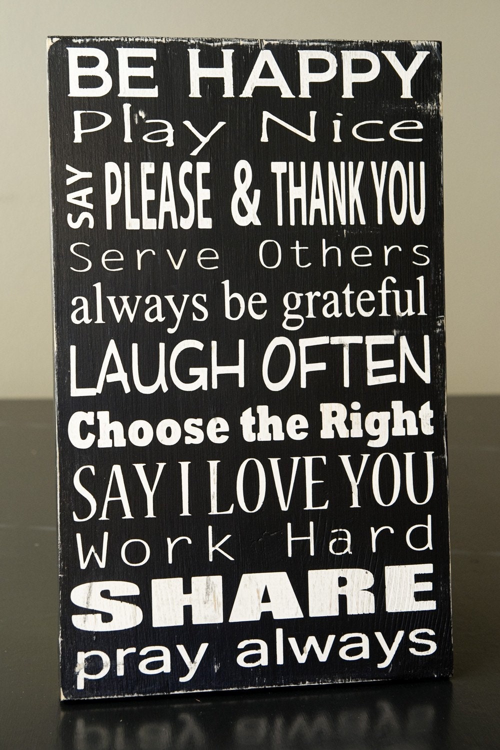 Family Rules Subway Art Sign-Solid Wood - Medium size