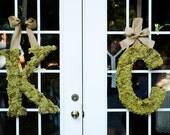set of two 24 inch moss covered wedding monogram letters