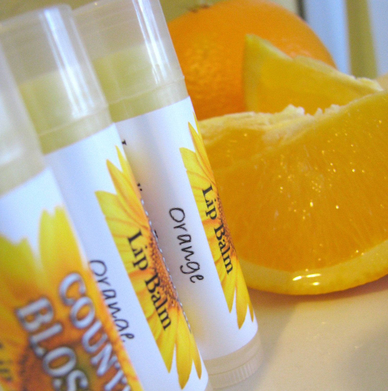 Orange Flavored Beeswax Lip Balm - Made with Olive Oil, Coconut Oil and Vitamin E Oil