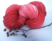 STRAWBERRY JAM Hand Dyed Yarn (Eco Friendly) Merino and Nylon Sock Weight Red - spinningmulefibers