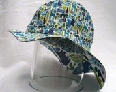 Revesible hat, Blue Zoo. Retro, vintage inspired, sun hat, summerhat, 50 cm