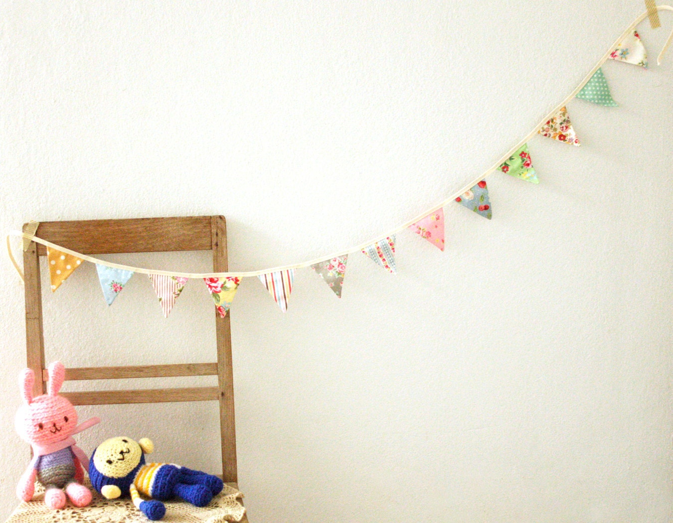 Mini Bunting, Garland, Photo Prop, Floral, Roses, Stripes, Polka Dots - 1.5 yards (Made to Order)