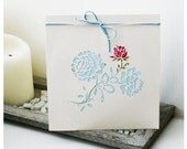 Shabby chic roses - papercut greeting card - 6x6 inches