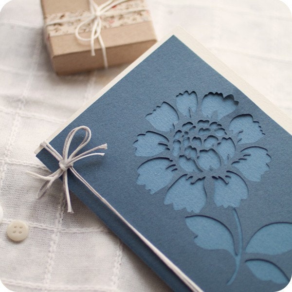 Cornflower - papercut greeting card - 4x6 inches