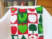 Scandi style 70s pop art cushion pillow cover vintage apple fabric 16" by Jane Foster