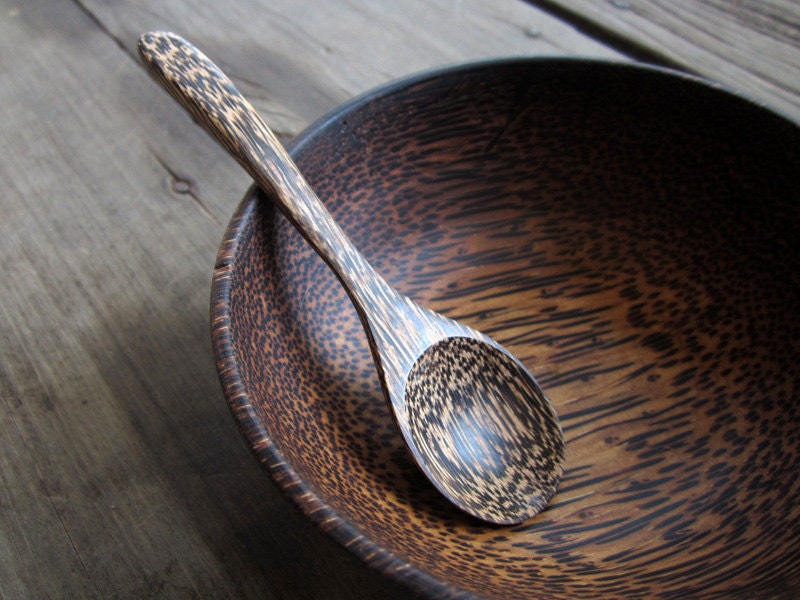 Wooden Cereal Bowl with Spoon Palm Wood