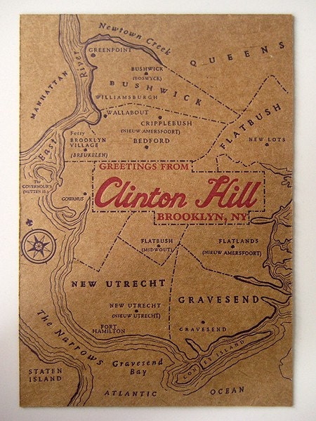 Greetings from Clinton Hill - Letterpress Postcard