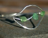 Maui Leaf Bracelet Sterling Silver adorned with Green Sea Glass