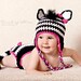 Zoey the Zebra Hat and Diaper Cover Set