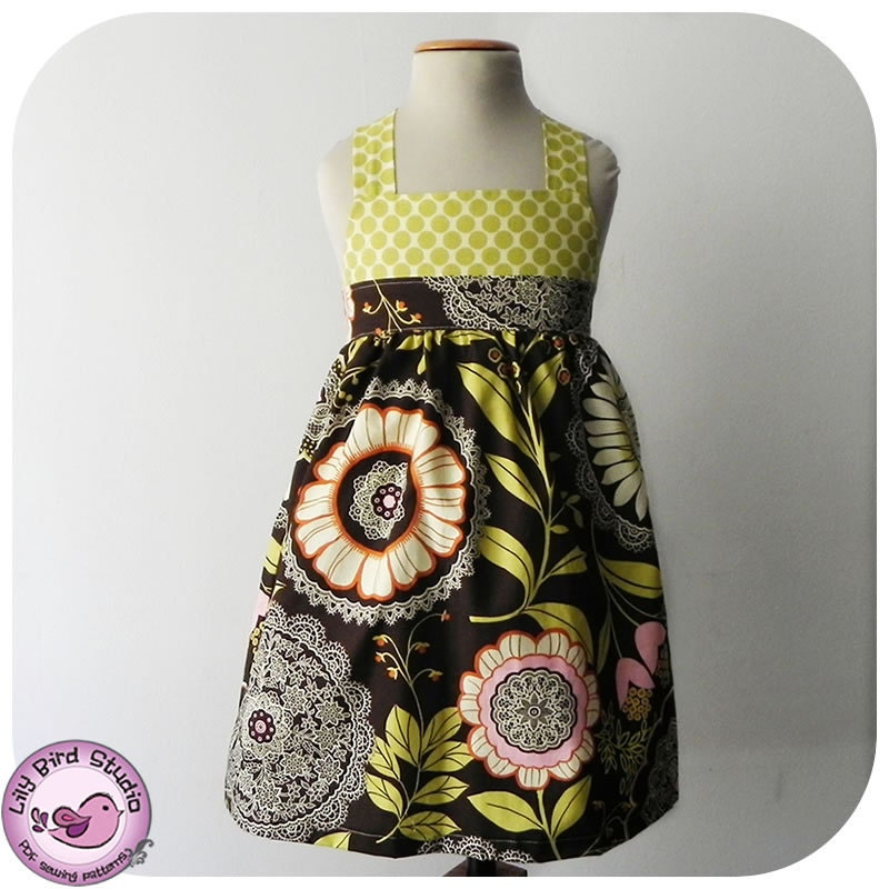 Spring dress - perfect flower girl dress, shirred back, 2 options to tie, big bow - 12 months to 8 years - PDF Pattern and Instructions