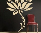 LARGE LOTUS Flower and stem, vinyl Wall DECAL Art, sticker art, room, home and business decor- 6 feet tall
