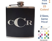 Monogrammed Hip Flask- custom, personalized alcohol, liquor, booze, wedding party, bridal party, festival, concert - 6, 8 ounce oz