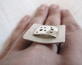 Sterling silver ring ,handmade contemporary,silversmith,modern,square, -  Summer sky
