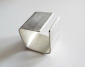 Silver Square  band ring made to order, modern, simple, contemporary jewelery.