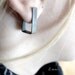 Contemporary simple silver oxidized post earrings, modern,