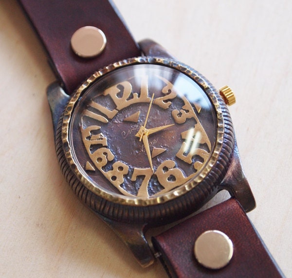 Vintage Watch. Handstitch. Leather Band ///////// Handcraft Watch ///////// Drogo