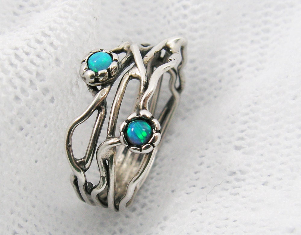Silver Opal ring. Sterling silver organic design Opal ring (sr-9906) opal jewelry, gift for her, birthday gift ideas