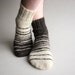 Asymmetrical Striped Hand Knitted Socks - 100% Natural Organic Wool