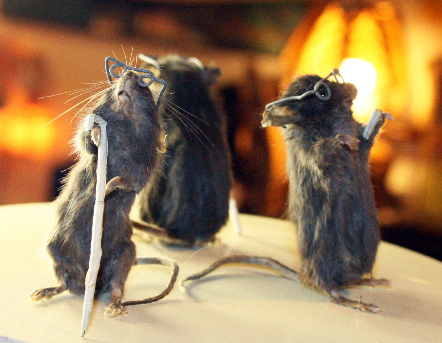 Three Blind Taxidermy Mice
