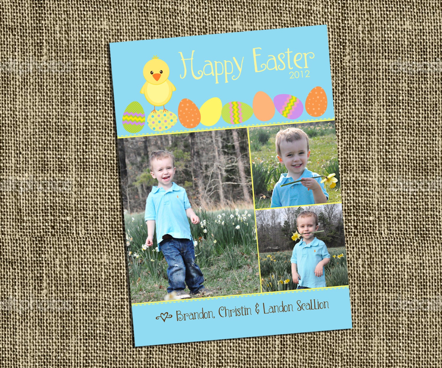 PRINTABLE EASTER Photo Card - Happy Easter - includes 1 or 3 photos - Memorable Moments