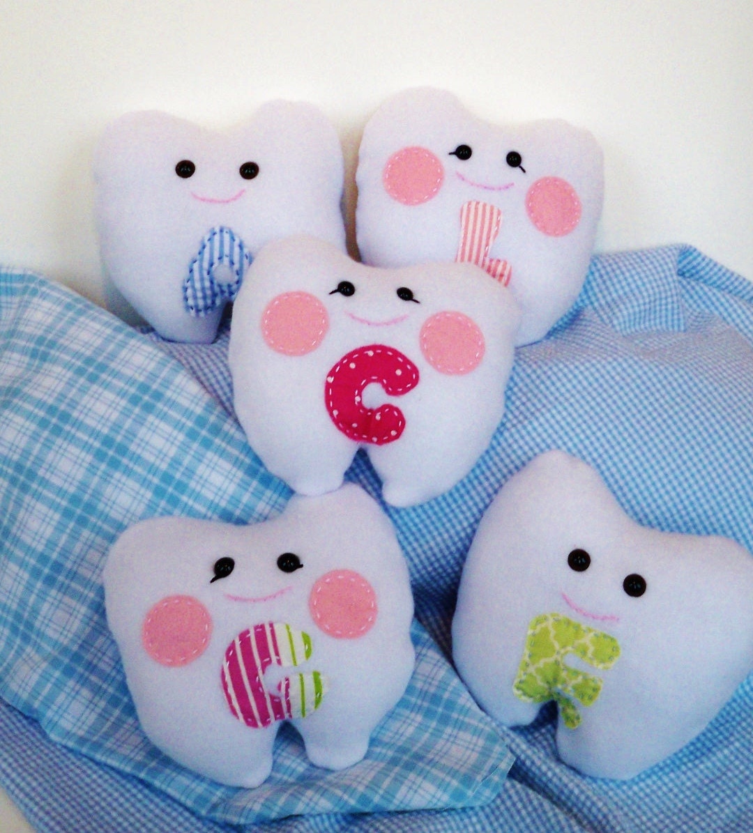 Boy or Girl Tooth Fairy plush toy pillow with the child letter
