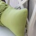 Apple Green Pillow with Frayed Ruffle and 3 Flower Roses