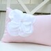 Pink Shabby Chic Pillow with White Fraying Flower and Pink Pearl Accents