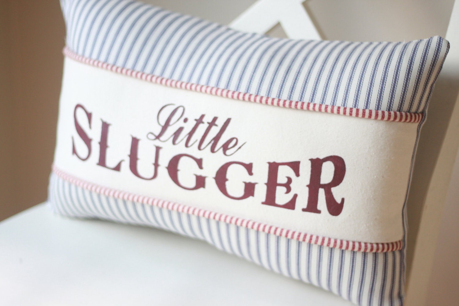 Little Slugger Stenciled Pillow