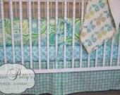 Custom Baby Crib Bedding -Design Your Own 3-Piece Set- Kumari Garden Blue