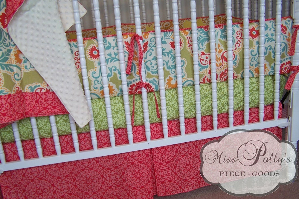 Baby Bedding- Design Your Own Crib Set- Secret Garden in Paprika