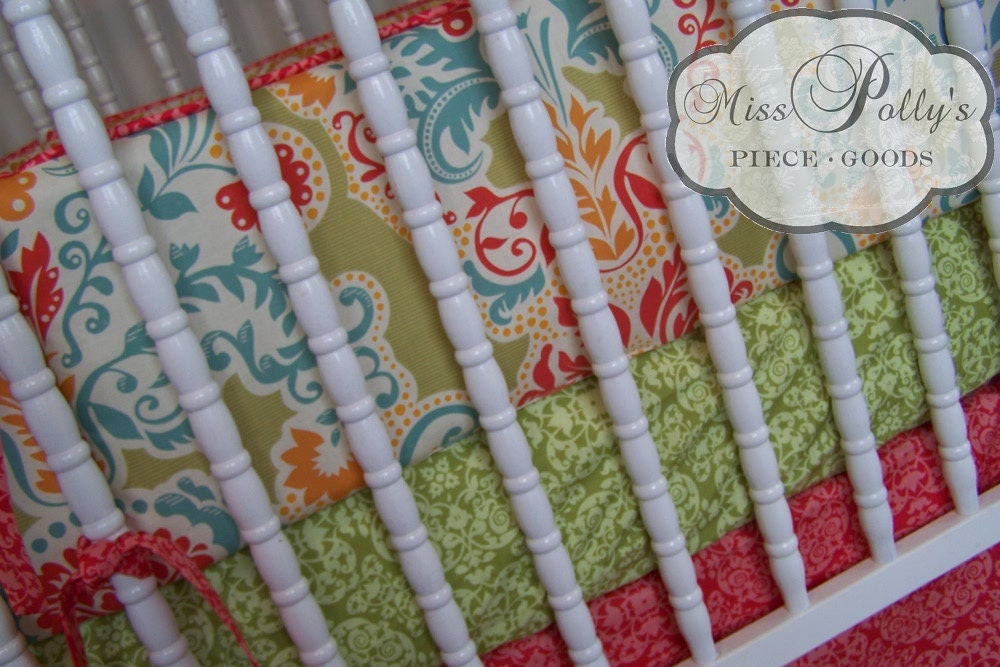 Baby Bedding- Design Your Own Crib Set- Secret Garden in Paprika