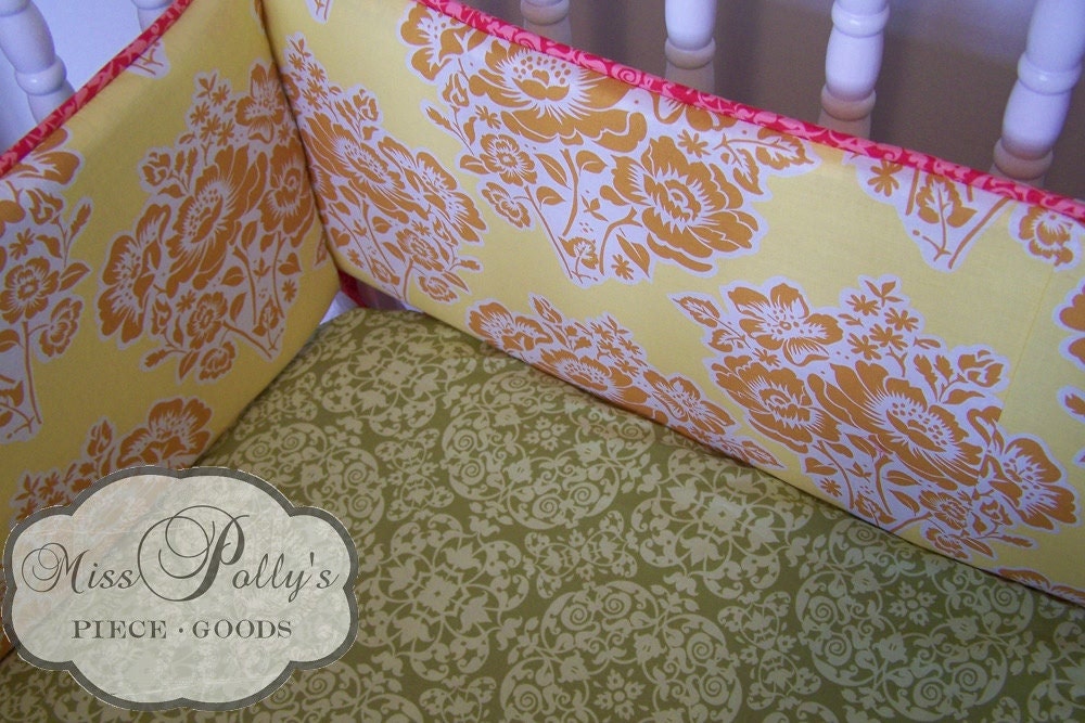 Baby Bedding- Design Your Own Crib Set- Secret Garden in Paprika