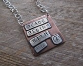 Personalized with your words,names,quote - copper and sterling silver necklace, hand stamped, custom metalwork necklace