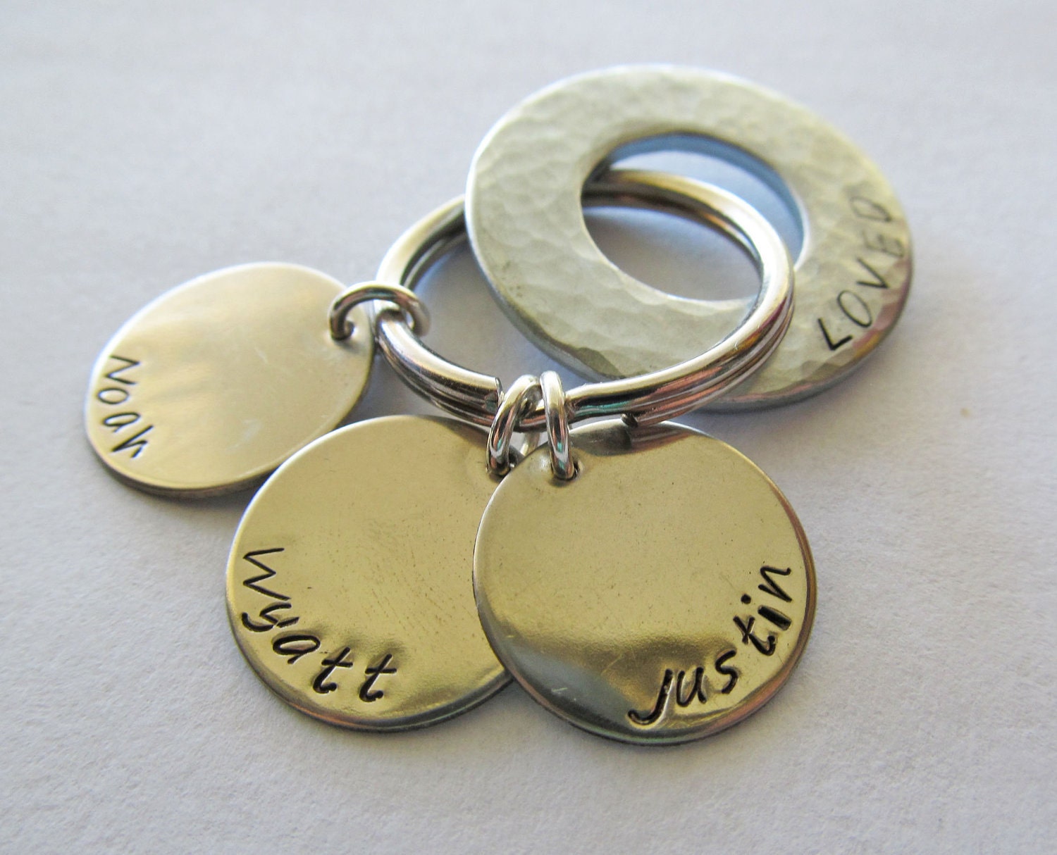 Personalized Key Chain with Silver Washer and Discs