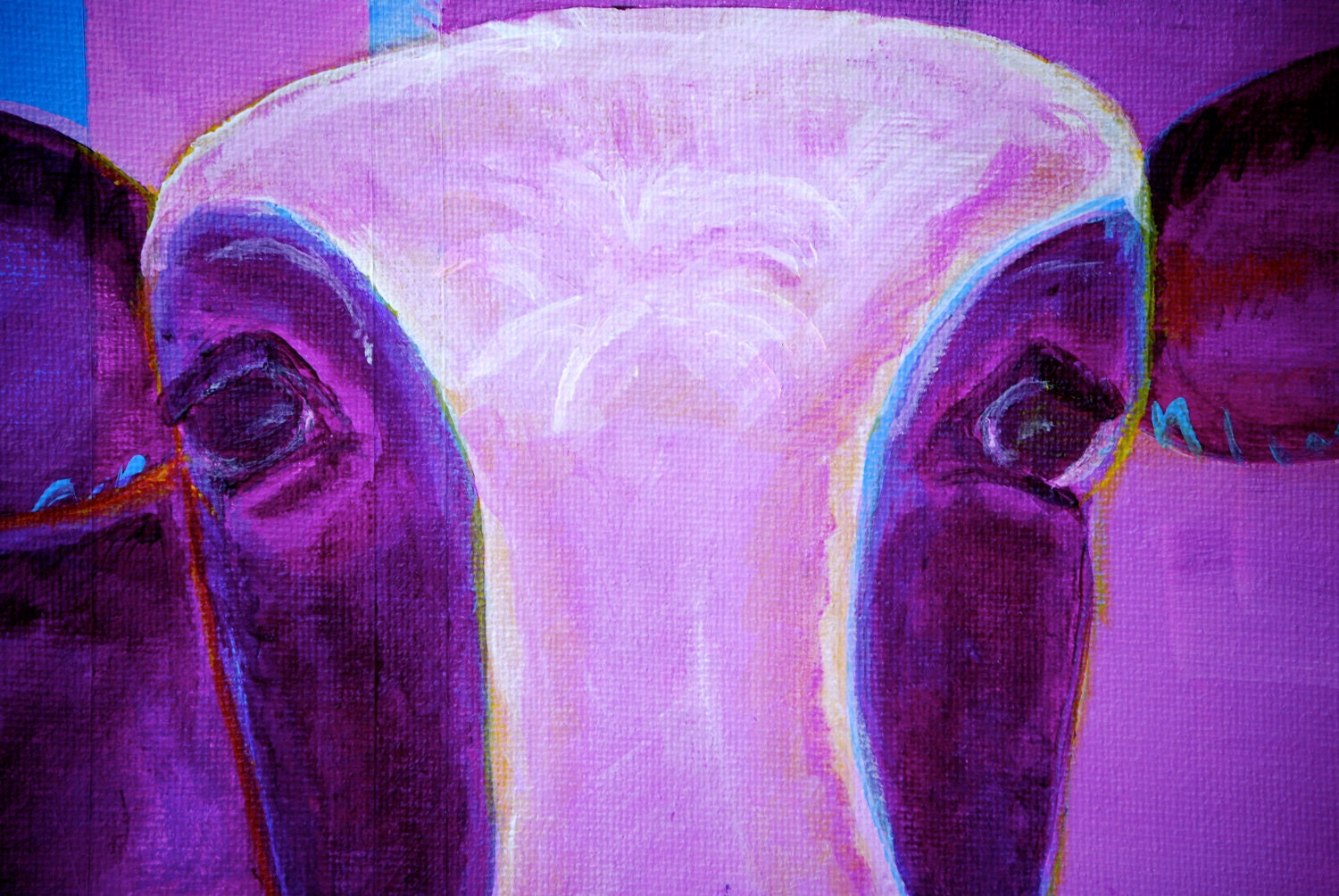 Purple Cow Painting He's All Hat and No Saddle