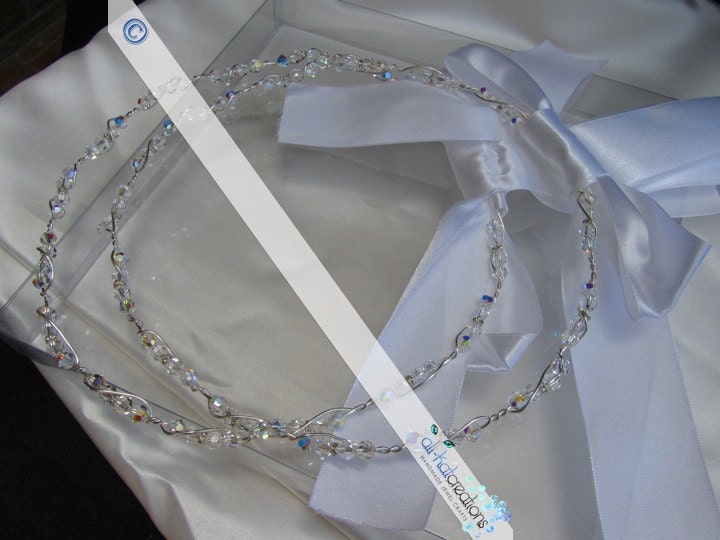 Greek Orthodox Swarovski Crystal hand wired Wedding Crowns - Stefana - Vine Twist