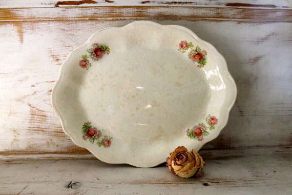 Scalloped Floral Vintage Platter