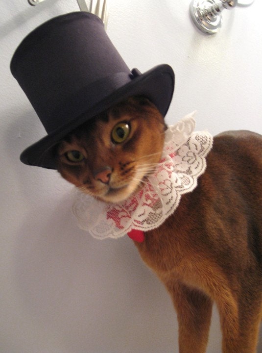 Black Satin Top Hat with grosgrain ribbon trim