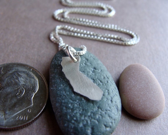 Tiny California State Necklace (sterling silver)