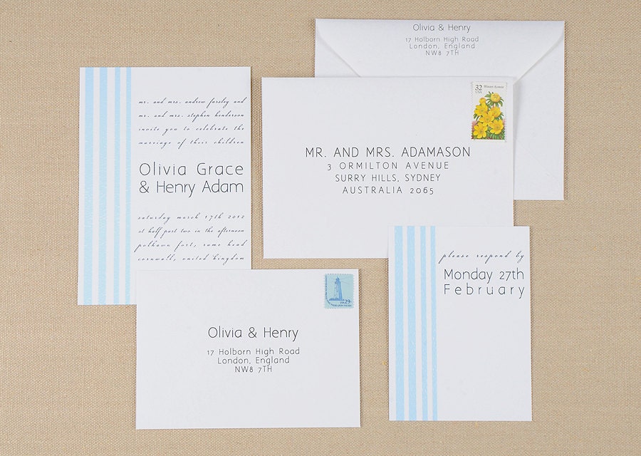 Modern Wedding Invitations - Stripes, Beach, Summer