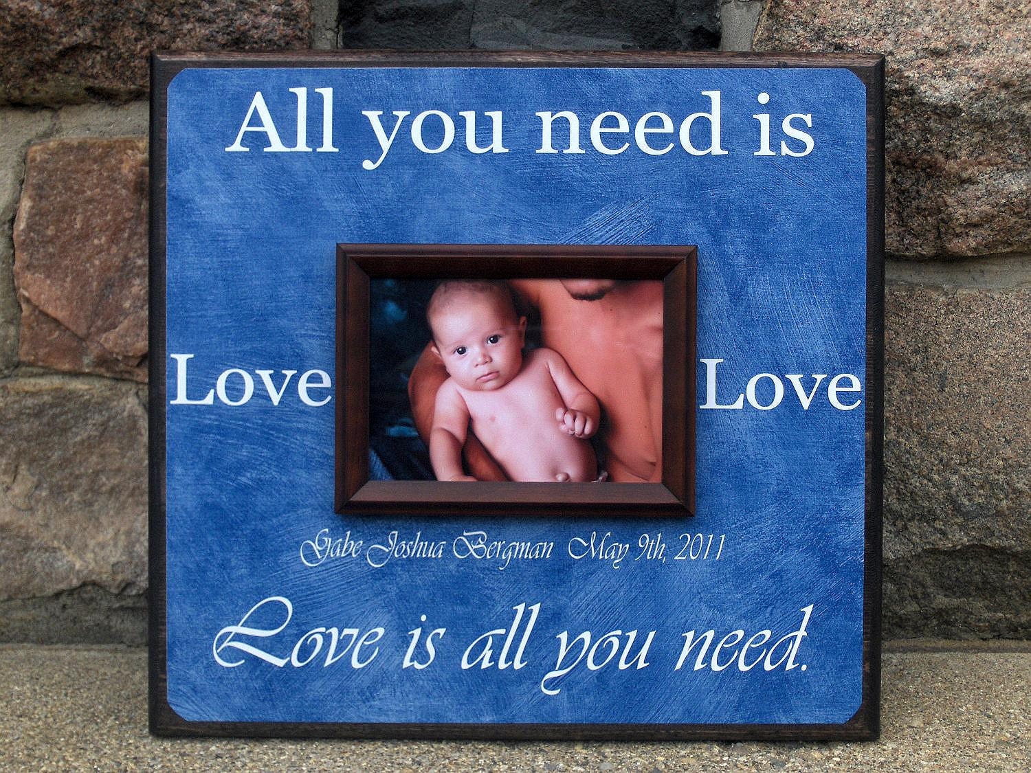 Personalized Baby Picture Frame, All You Need Is Love by The Beatles, baby shower, new born, new parents, baptism, christening, dedication