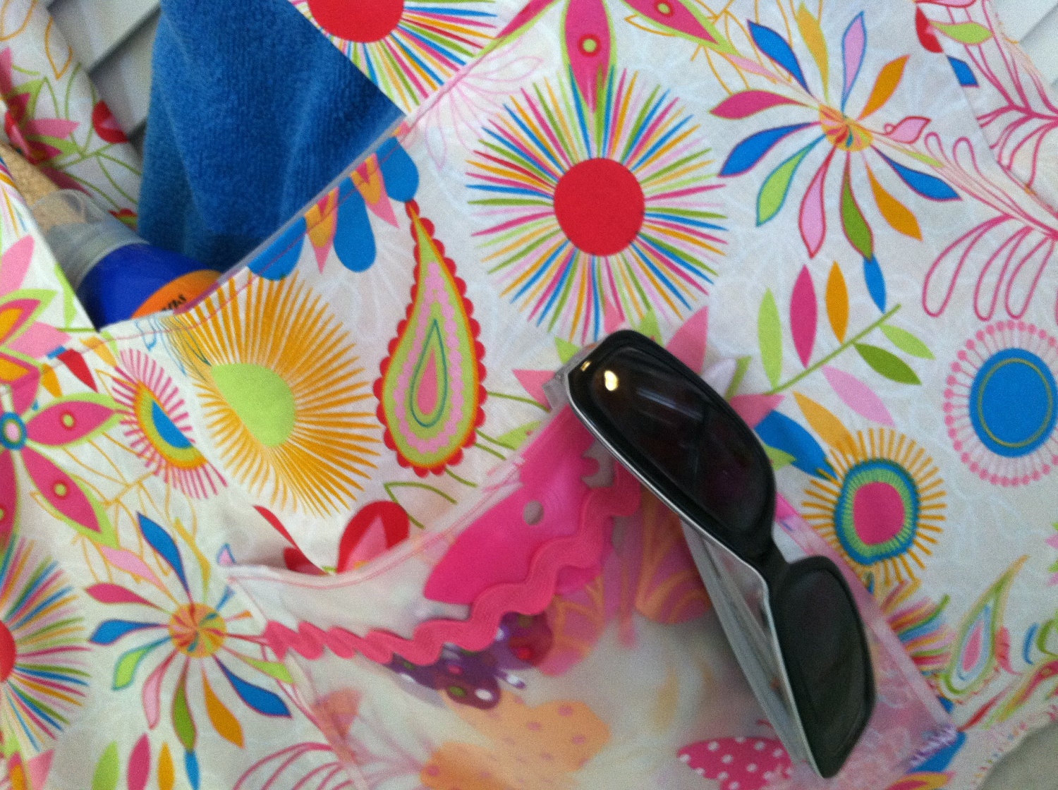 Tropical Flower Shower Curtain Beach Bag