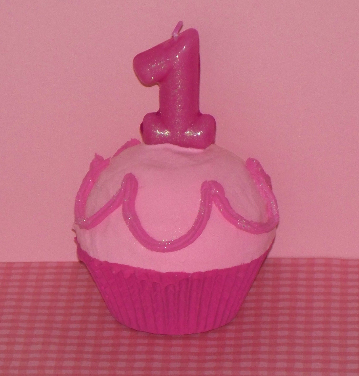 First Birthday Pictures Fake Cupcake Pinkalicious Inspired Number One Candle great for Birthday Photo Session Prop, Party Decor / Favor