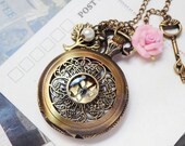 Filigree pocket watch necklace
