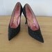 1950s Black Crystal Stilletto Pumps size 7 AAA by Miggi Fiddle Last