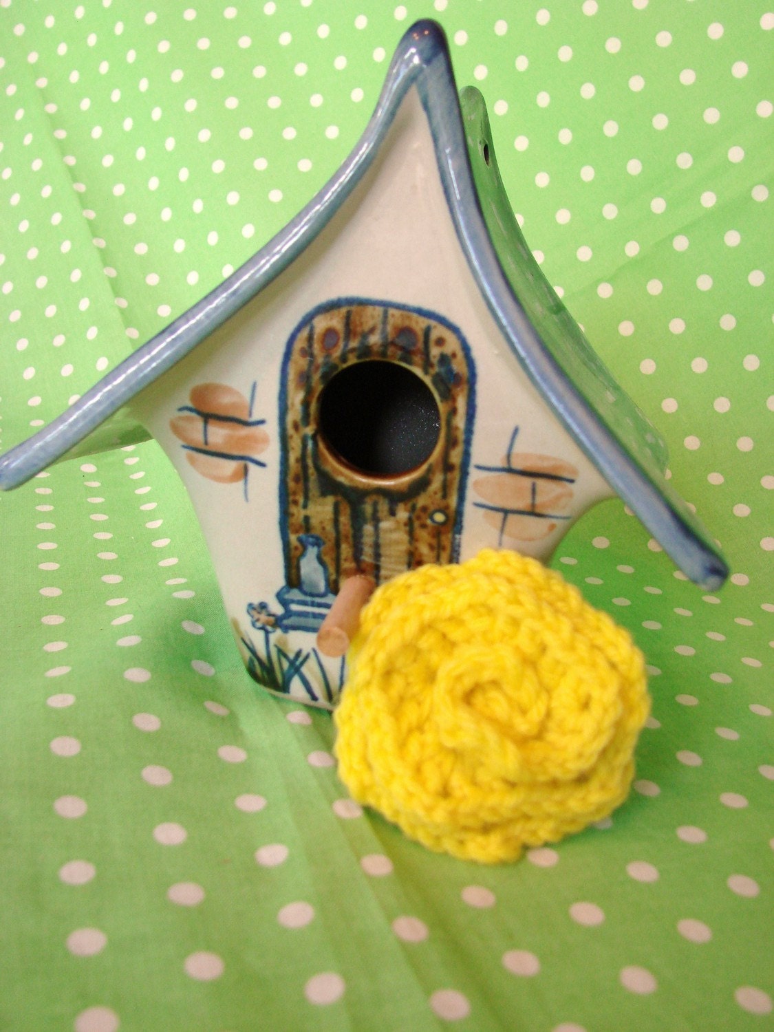 yellow crocheted rose hairclip