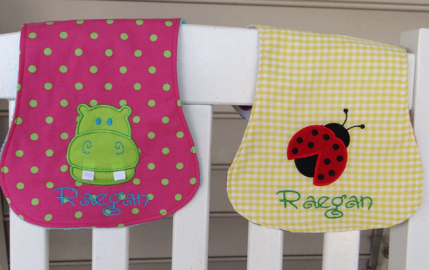 Personalized  Burp Cloth, Ladybug Applique